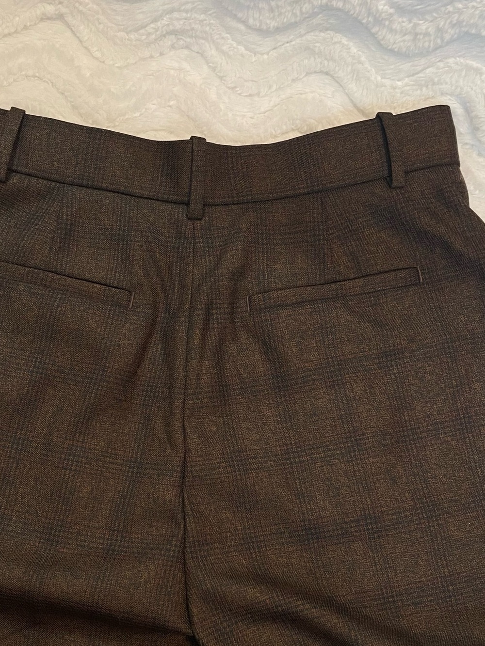 NWOT Banana Republic Wool Brown Plaid Double Pleat Wide-Leg Pants - Picture 10 of 16